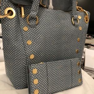 HAMMITT DANIEL MEDIUM BAG WITH 110 NORTH WALLET IN BAY BLUE SNAKE NWT